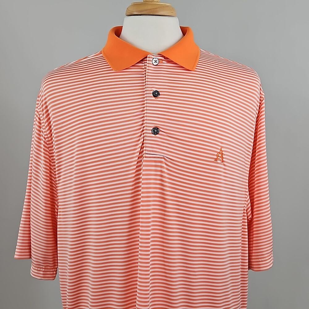 FootJoy Lisle Feeder Orange Stripe Performance Polo Shirt |‎ Men's Large